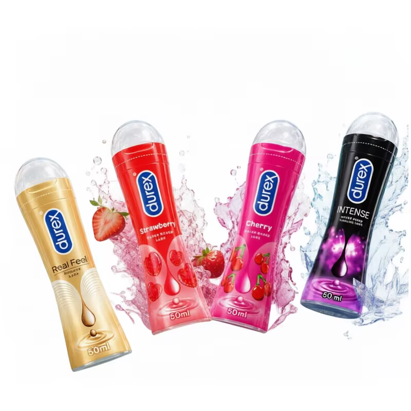 Lubrifiant Intense Durex 50ml à la Fraise, à Base d'Eau, pour Jouets Sexuels, Massage Anal et Vaginal, Gel Lubrifiant pour Orgasme Adulte