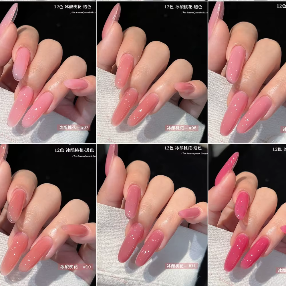 HEMA TPO FREE 15ml Vernis Gel Transparent Effet Gelée Rose Nude Pailleté Magnifique Soak-Off UV LED