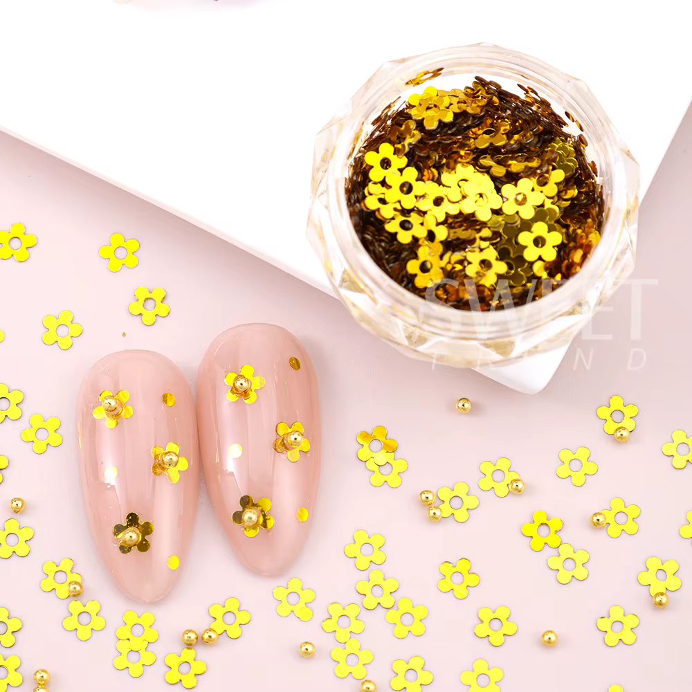 SWEET TREND - 2 Boîtes de Paillettes Dorées et Argentées pour Ongles