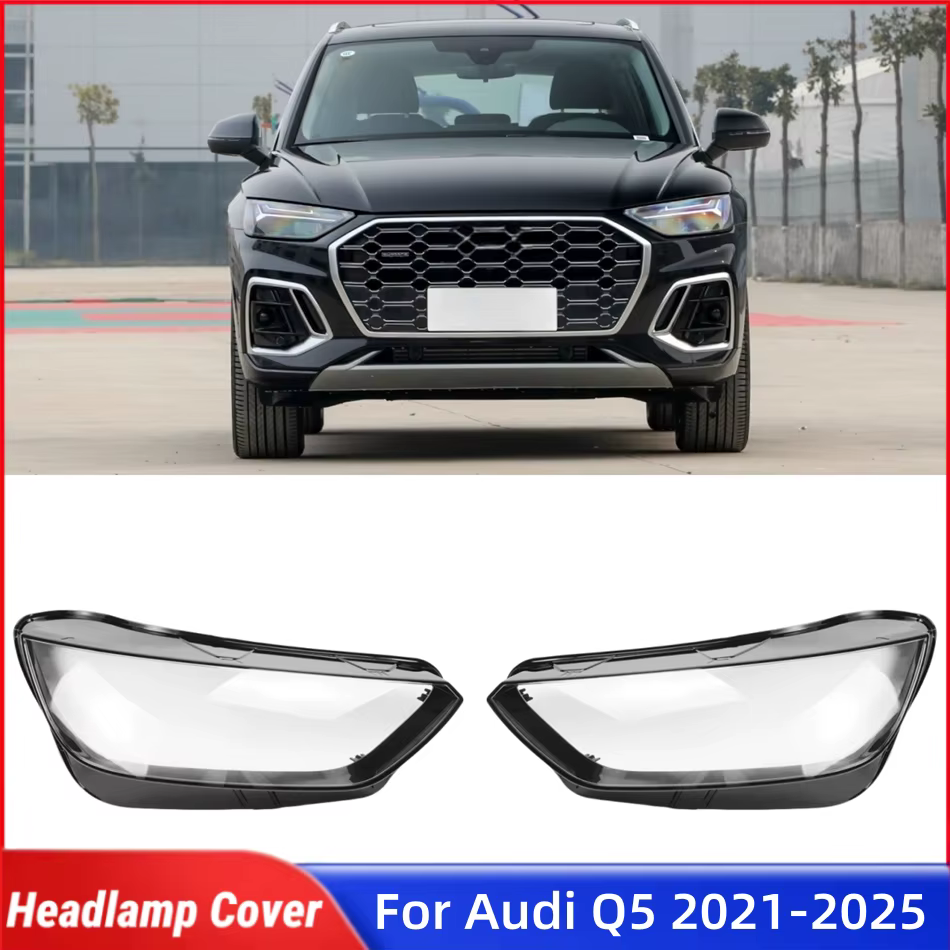 Pour Audi Q5 2021 2022 2023 2024 2025 accessoires lampe avant verre lentille voiture avant phare lentille couverture lumières coque