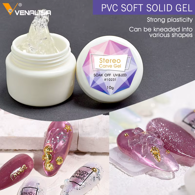 VENALISA stéréo sculpter Gel PVC doux solide Gel pétrir en diverses formes vernis à ongles pour Nail Art Transparent UV Gel tremper