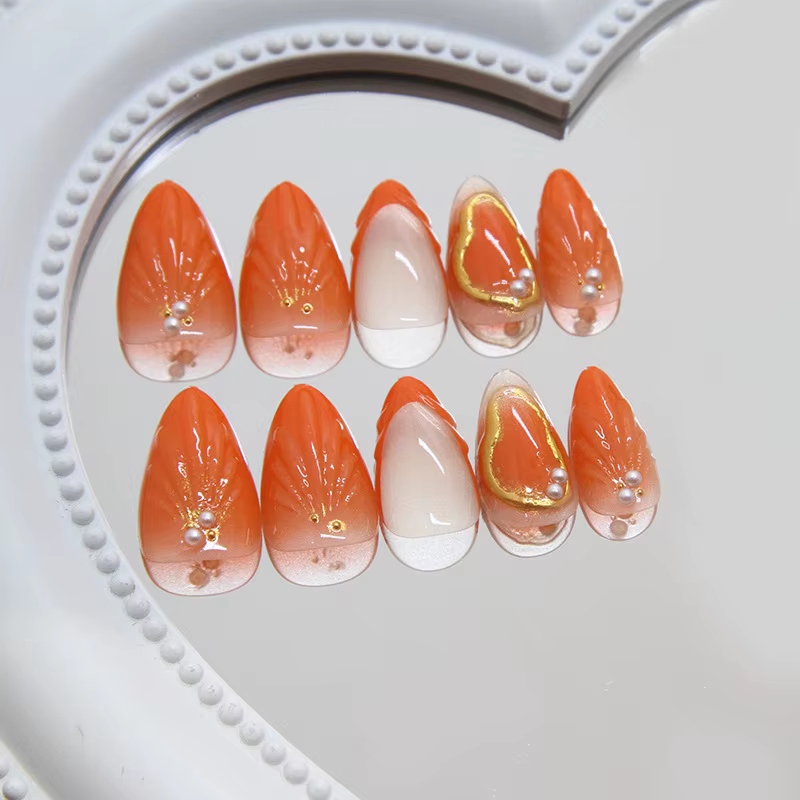 Faux Ongles au Design Baroque localité en Forme de Coquille d'Océan