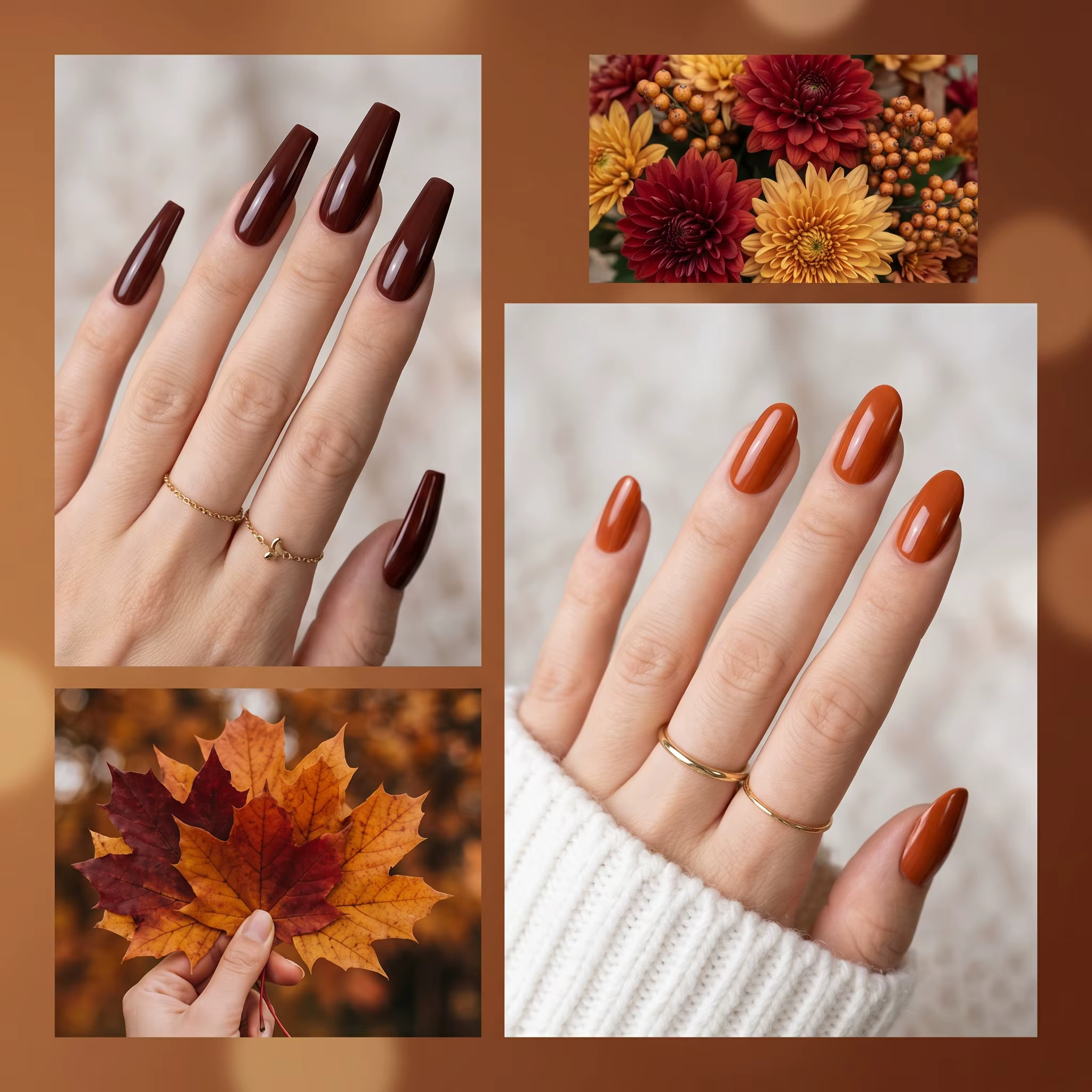 Ensemble de vernis à ongles vintage rouge-brun 6 couleurs