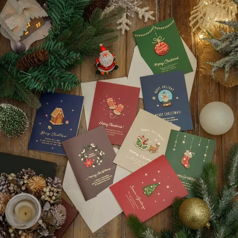 Cartes de Noël Cartes de réveillon de Noël vintage Cartes cadeaux Cartes de voeux de vacances Cartes de Noël manuscrites