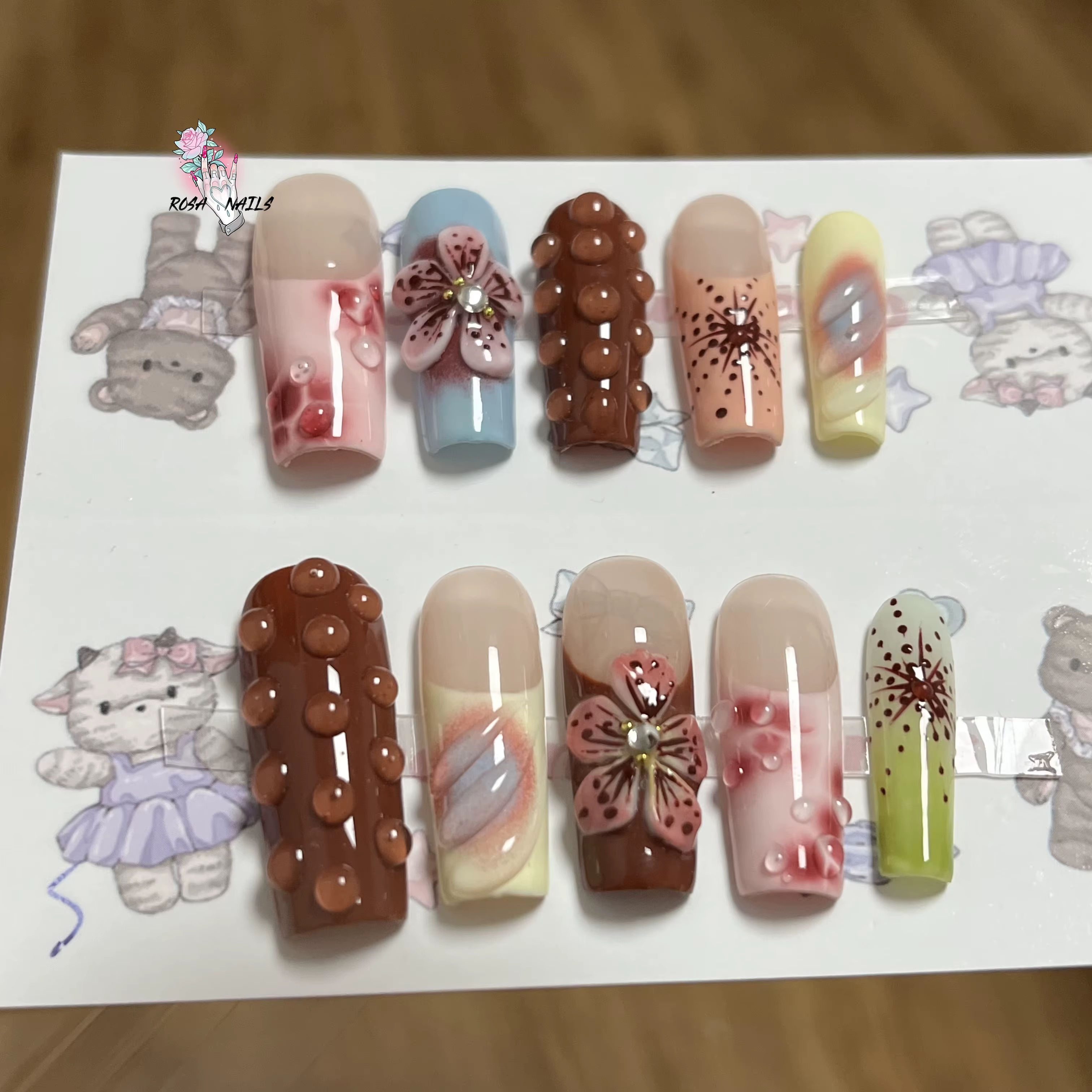 Fleur 3D Gel acrylique presse sur ongles longs