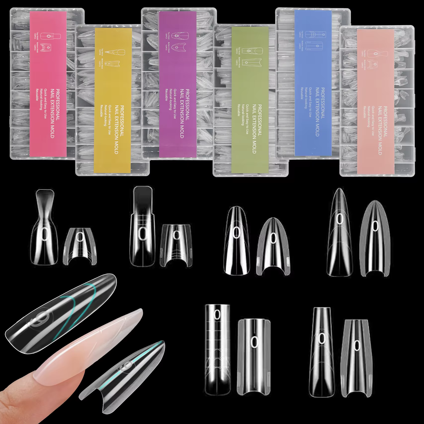 Ongles Sandwich doubles formes-240 pièces