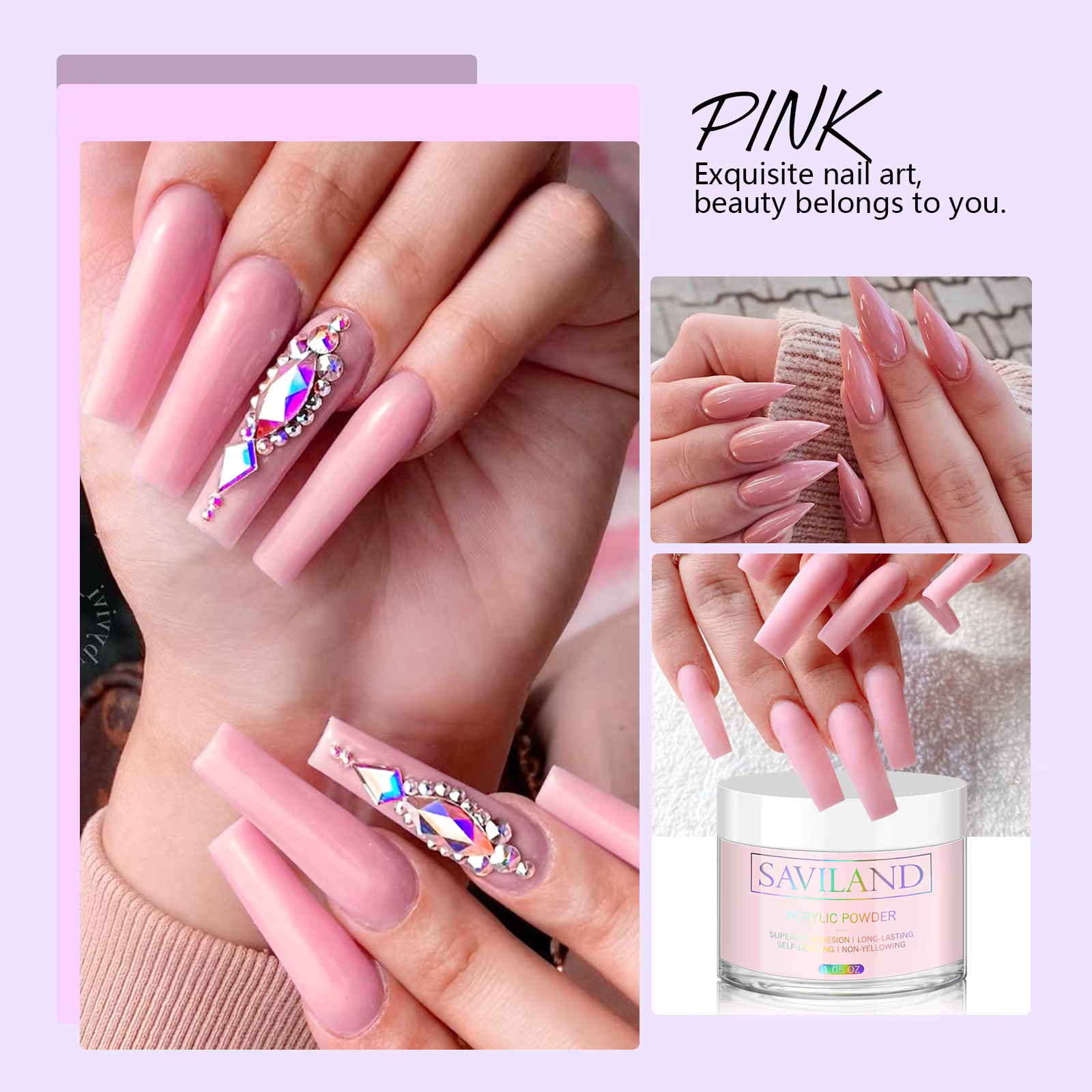 Saviland – poudre acrylique rose 30g