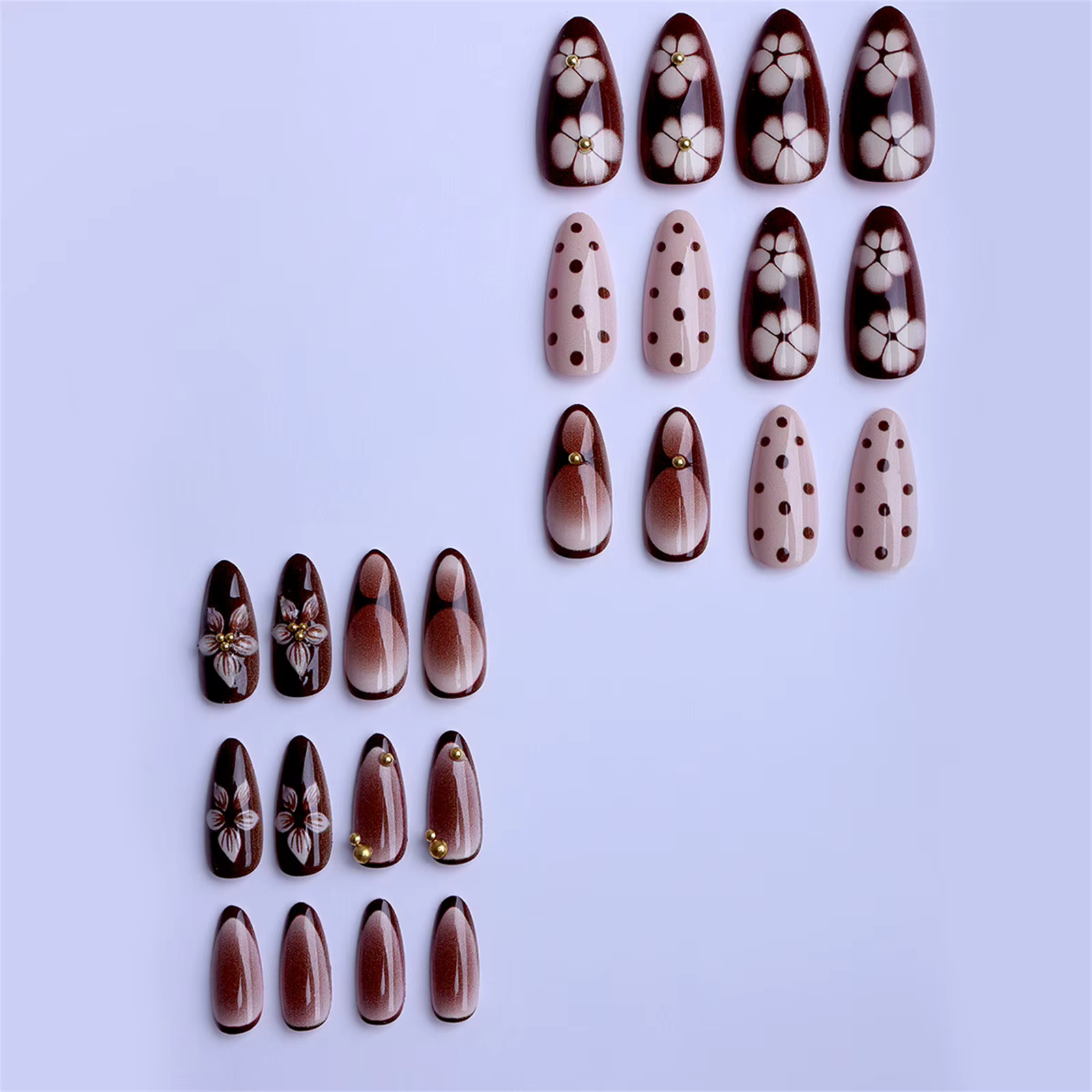 Faux ongles marron amande