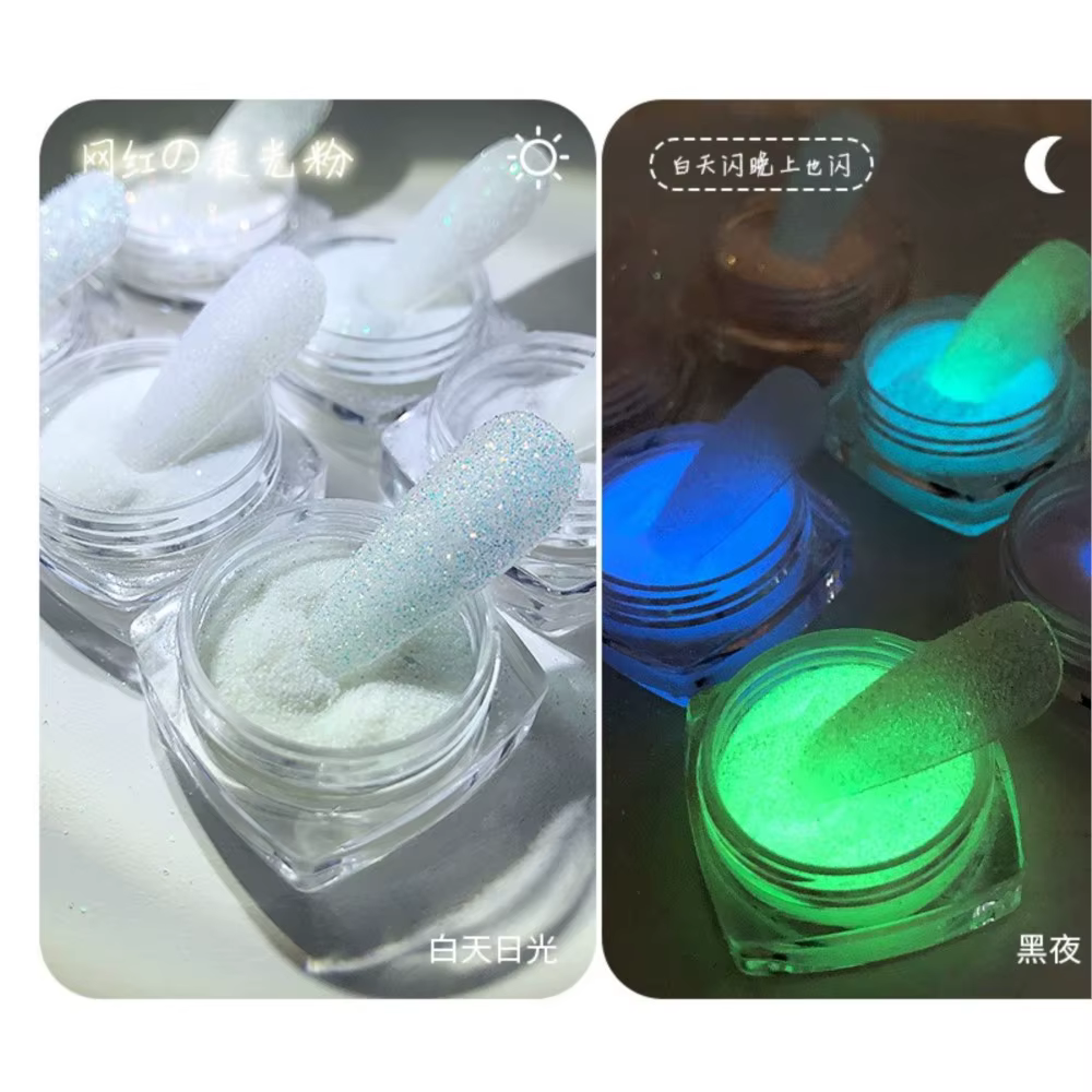 Poudre à ongles phosphorescente pour manucure