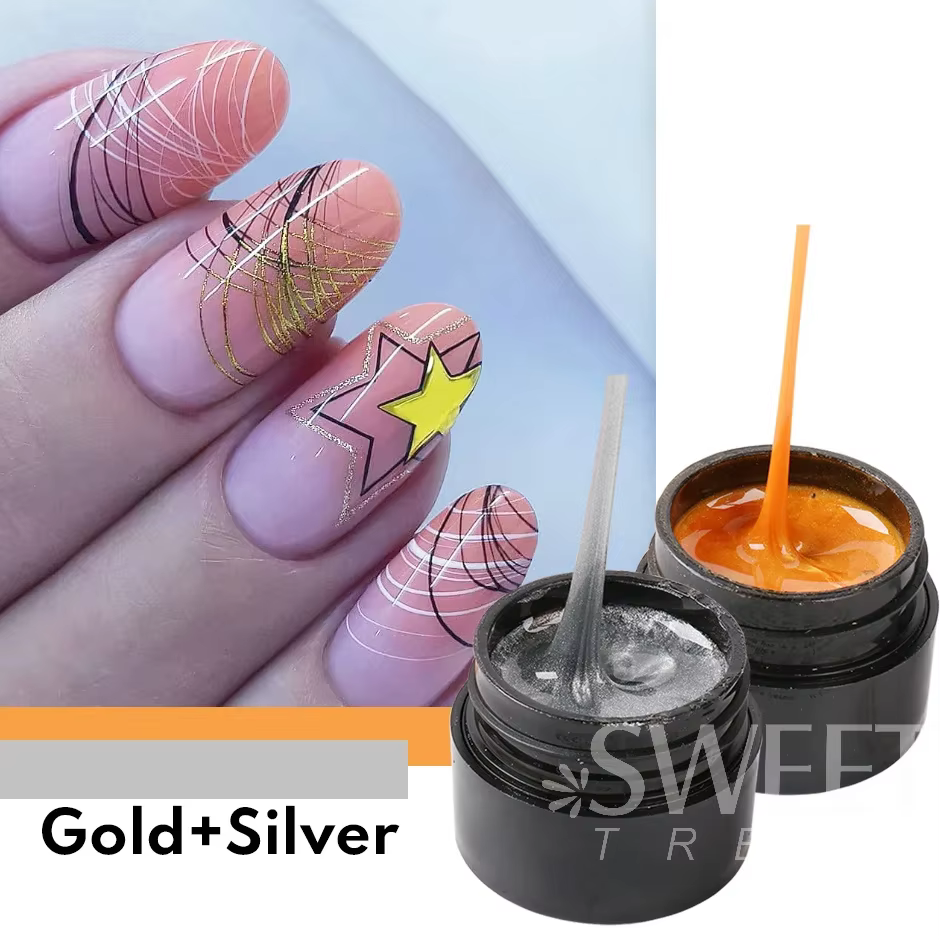 2 pièces créatif araignée ongles dessin Gel noir blanc peinture fil Web Liner Semi Permanent UV soie vernis manucure