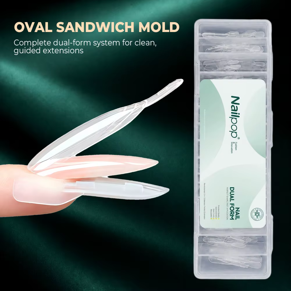 Nailpop 120 pièces Dual Forms Sandwich 15 formes Ovale Long