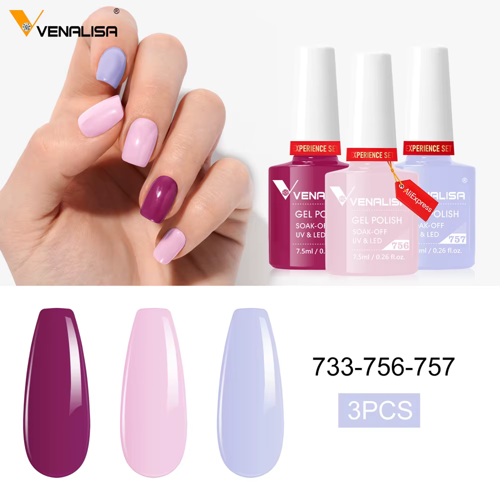 Venalisa 3 pièces/kit magnifique Kit de vernis à ongles de couleur tremper UV LED