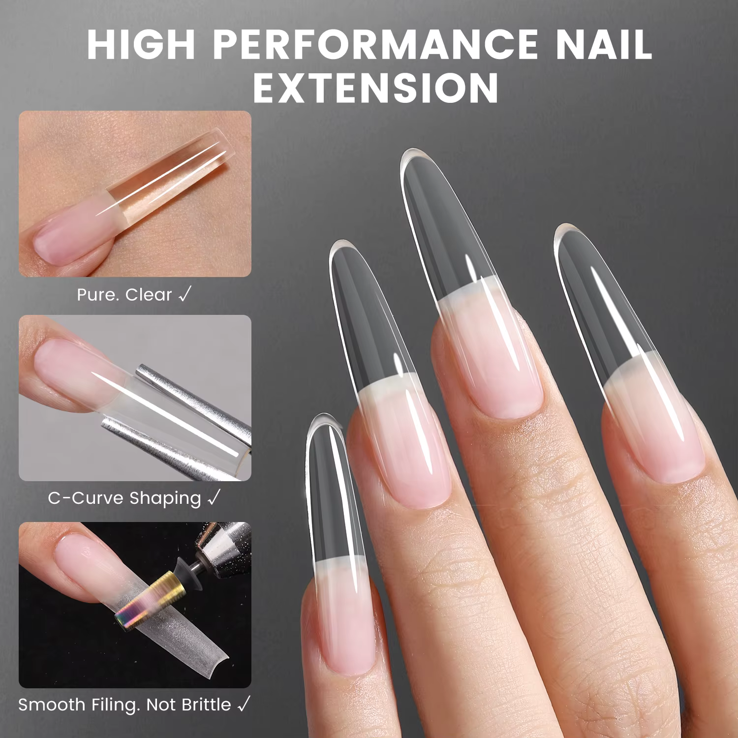 YOKEFELLOW PUREFORM Poly Gel Vernis à Ongles 50g Gel d'Extension d'Ongles Ultra Transparent pour Usage Professionnel en Salon PF01