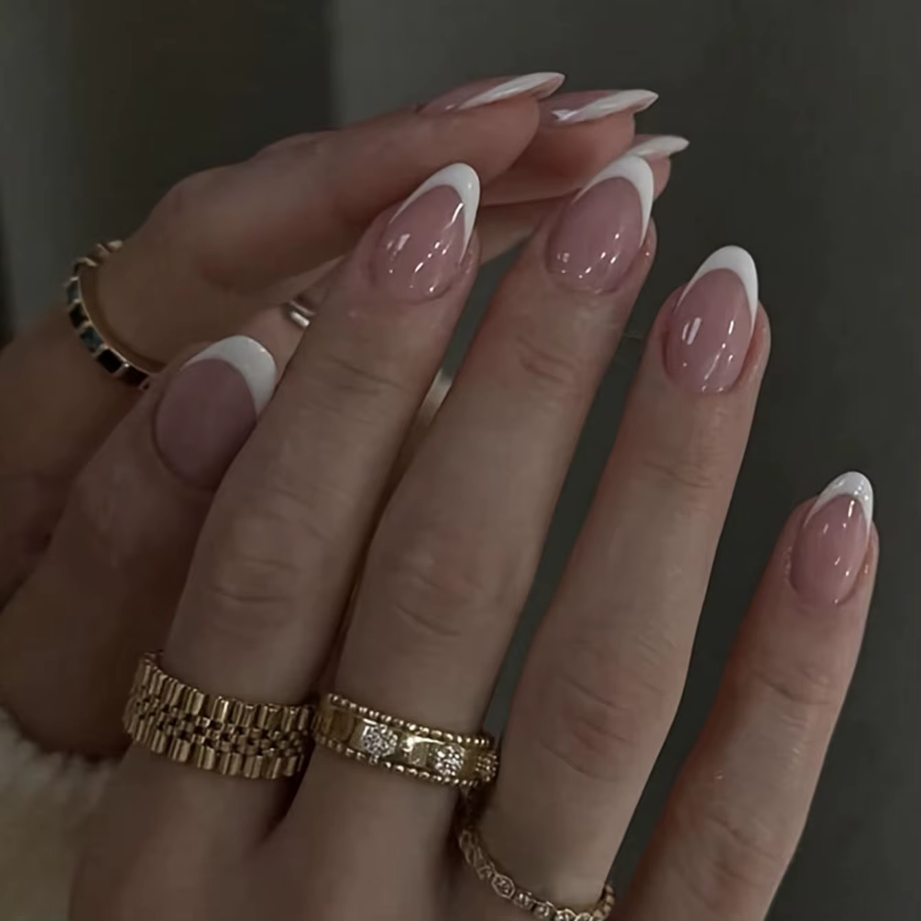 120 pièces/boîte AWhite amande français pointu ongles lisse