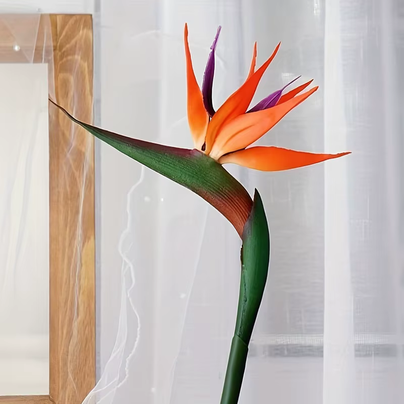 Fleurs artificielles d'oiseau du paradis, 3 pièces, Strelitzia en caoutchouc, fleur à longue tige de 24.5 pouces, adaptée au bricolage, décor à thème de fête à domicile