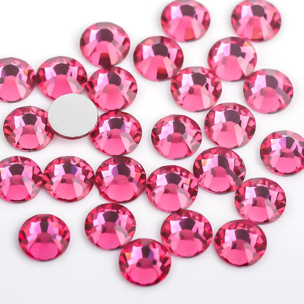 VC rose clair/Rose/Fuchsia/Rose verre 3D Nail Art strass SS3 ~ SS34 ongles en cristal décorations Non HotFix