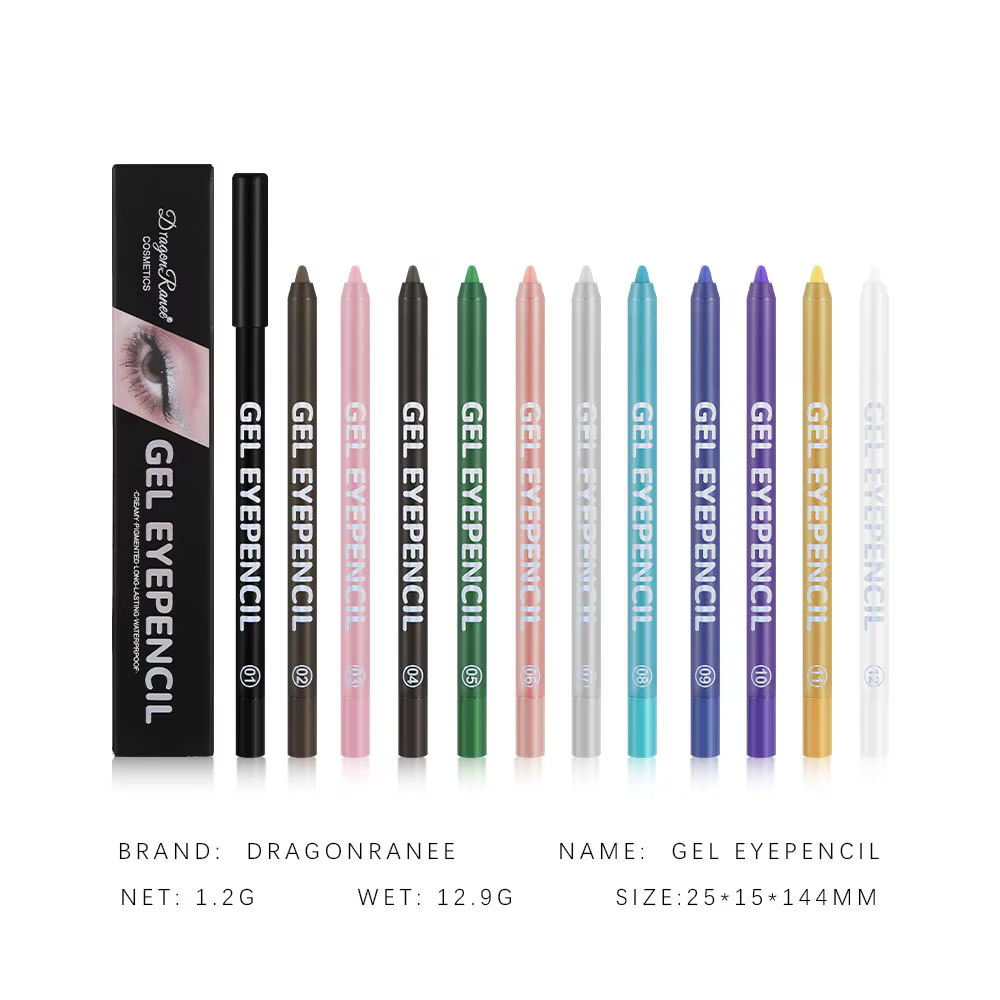 Crayon Eyeliner Gel mat 12 couleurs, doux, facile à porter, coloré, blanc, jaune, bleu, rose, perle, brillant, stylo, crème, outil de maquillage