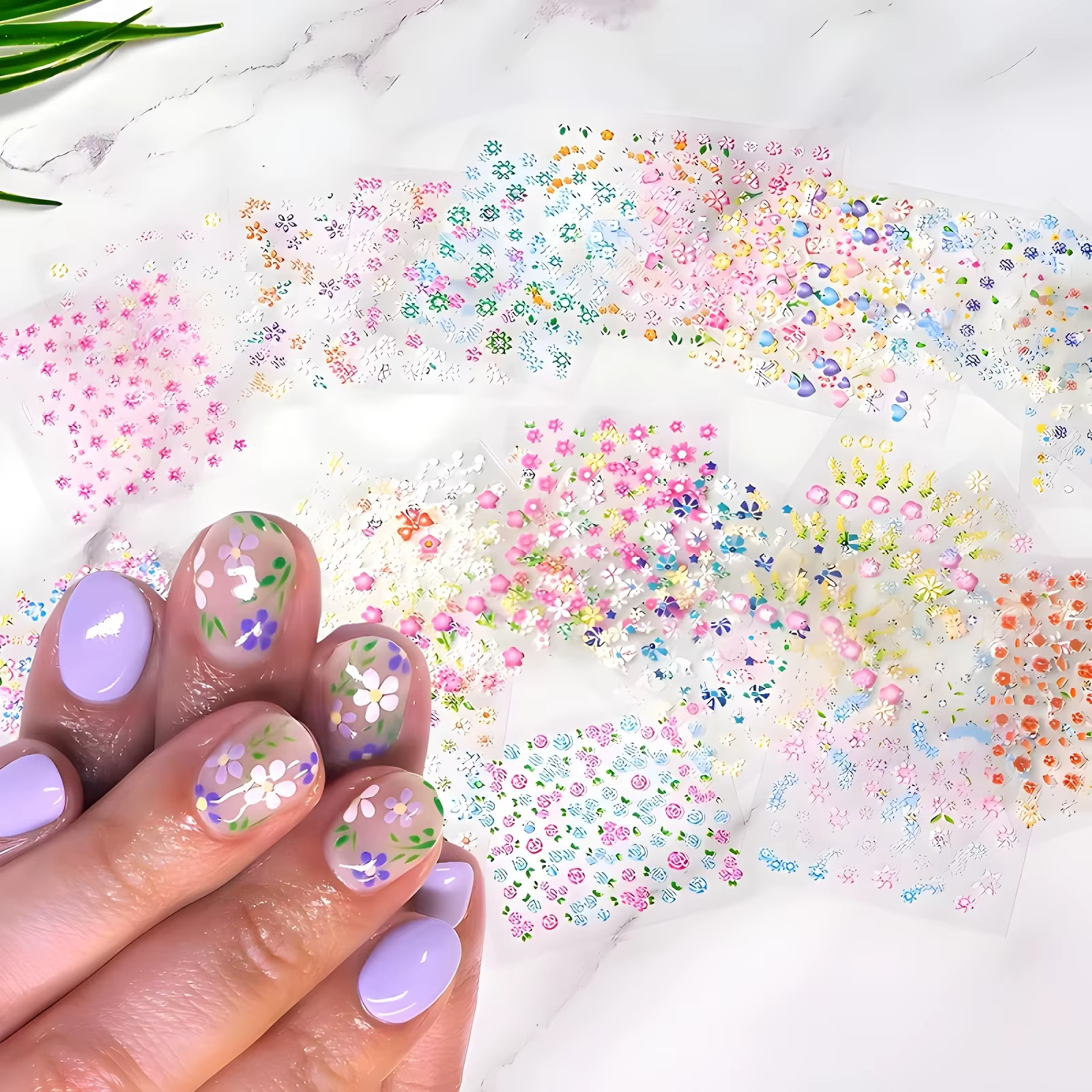 30 feuilles d'autocollants pour ongles à motifs floraux