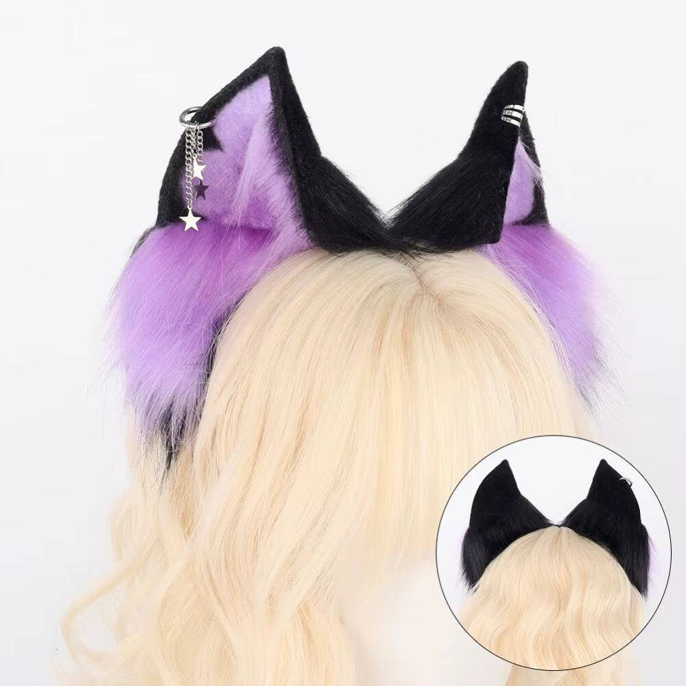 Accessoires de Cosplay d'halloween, oreilles de fourrure d'animaux, bandeau en peluche, oreilles de renard réalistes, Convention d'anime, casque de chat en direct