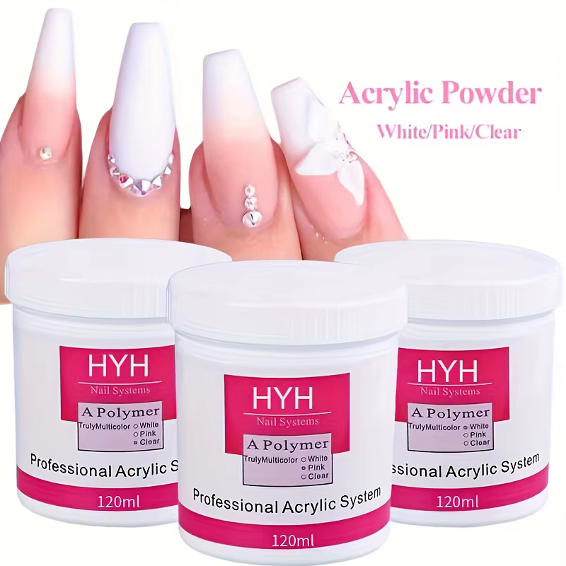 Poudre acrylique 3 couleurs transparente