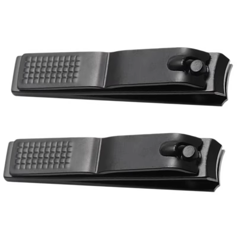 2X coupe-ongles noir en acier inoxydable ongles