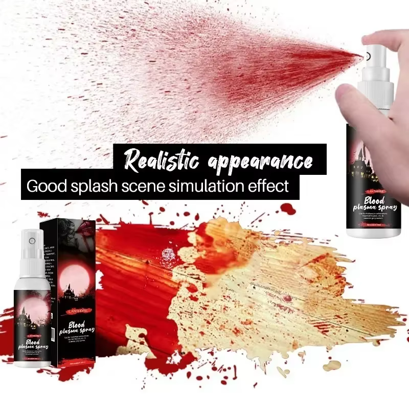 Spray de sang artificiel réaliste et lavable pour maquillage d'Halloween, effet gouttes, pour créer un regard sanglant