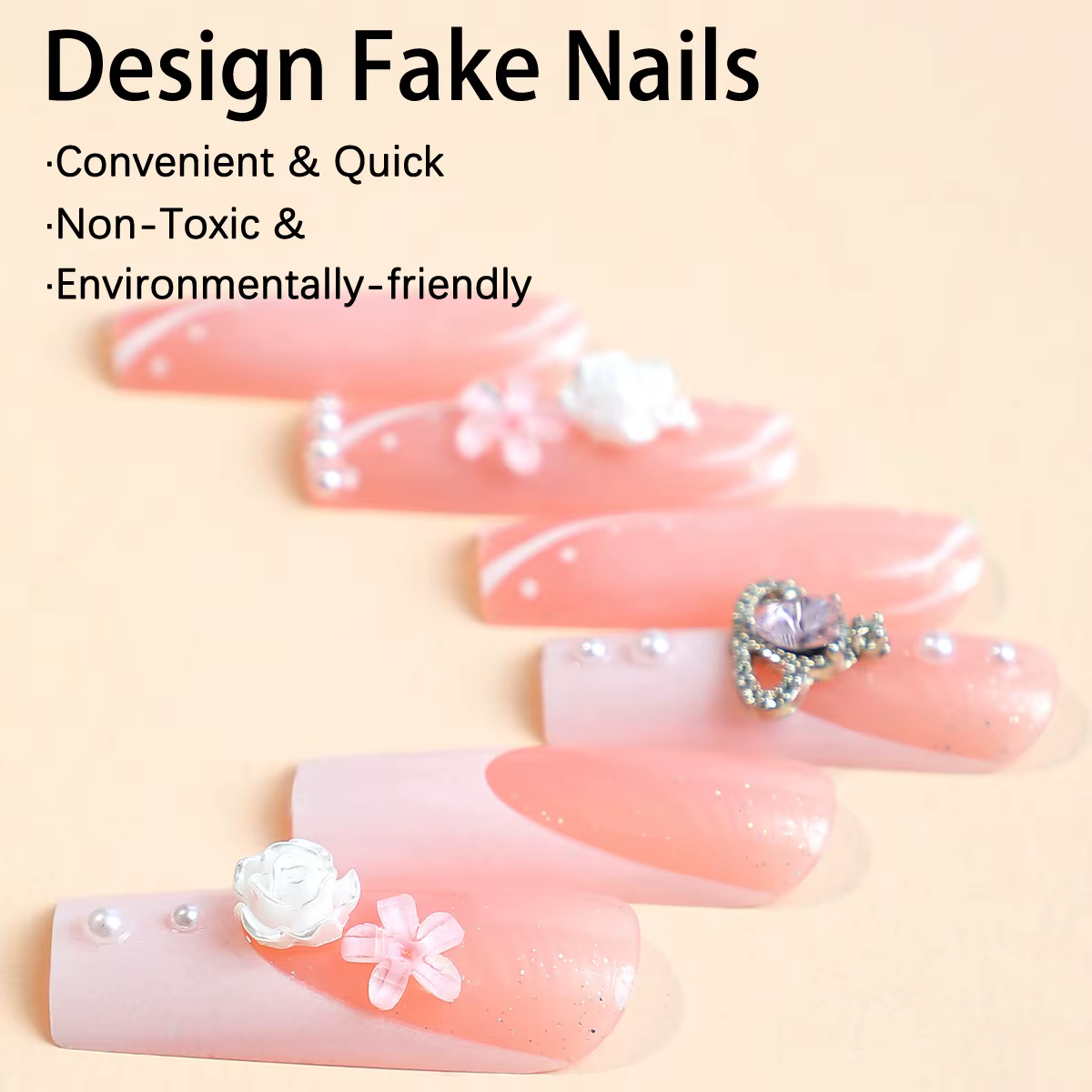 24 pièces une boîte Style européen et américain étendu portant tuyau d'eau français perceuse à ongles papillon perle