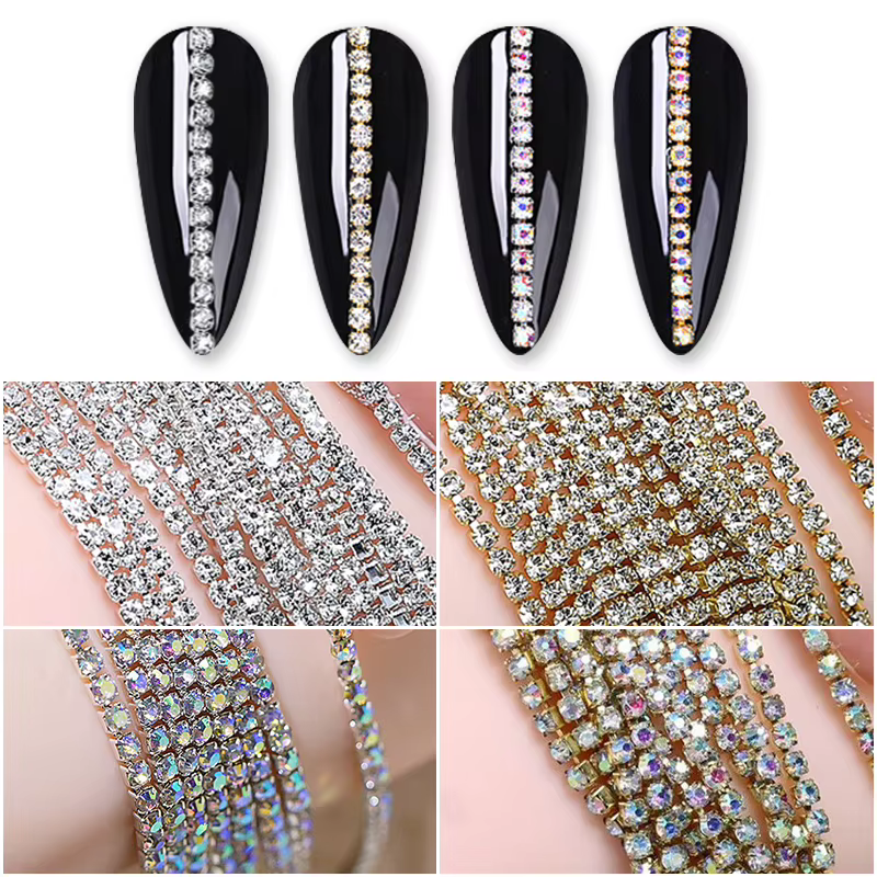 Chaîne d'ongles en cristal strass