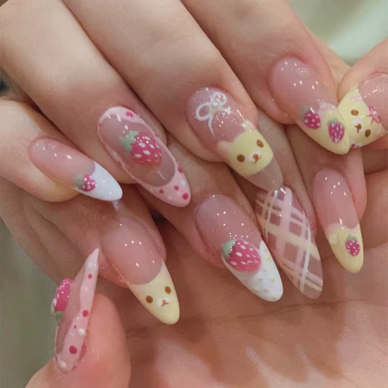 10 faux ongles en acrylique à presser