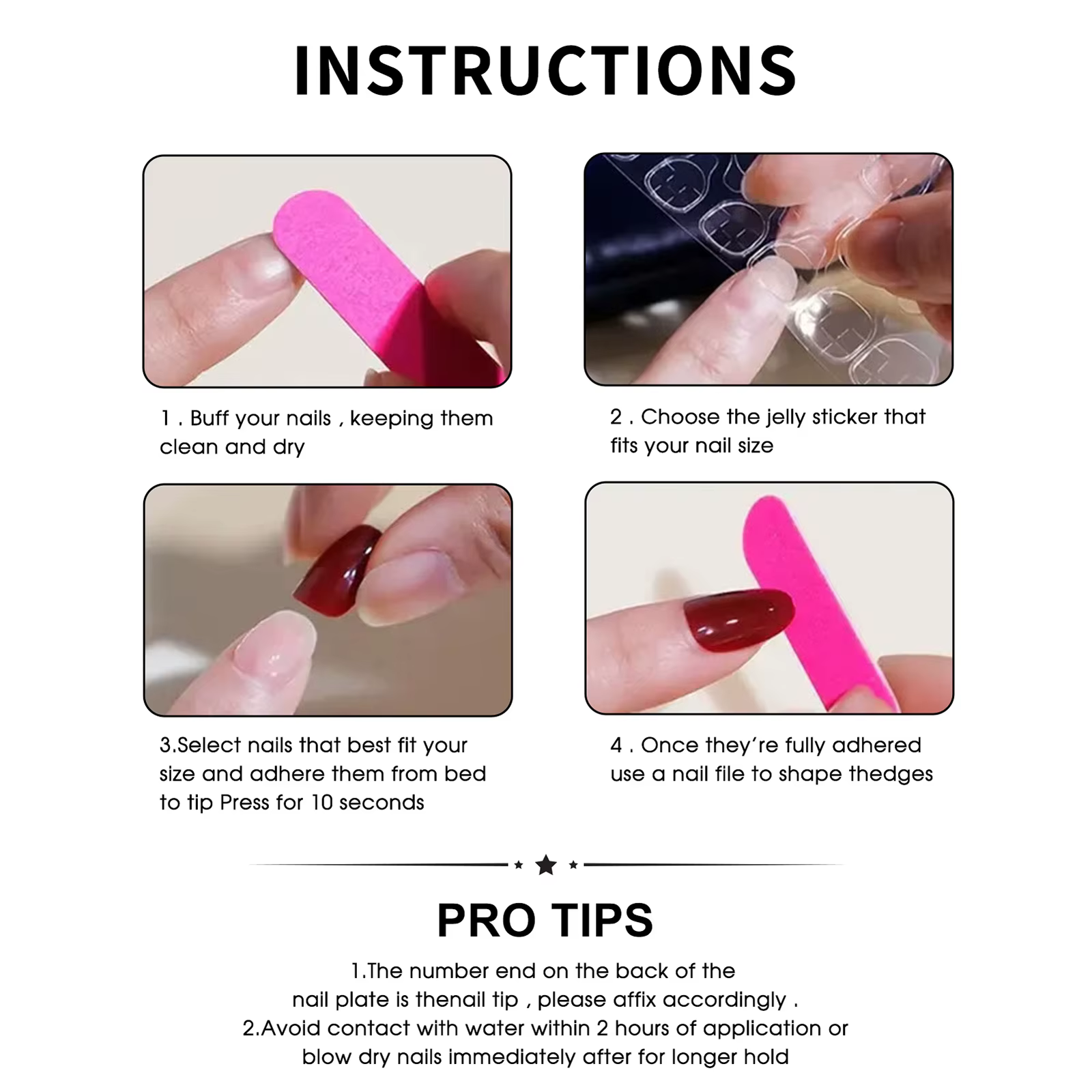 10 faux ongles de pieds à bords blancs style français