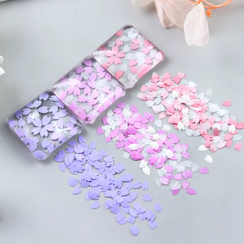 Rose Sakura fleur pétale Nail Art paillettes décorations fleurs de cerisier tranche holographique