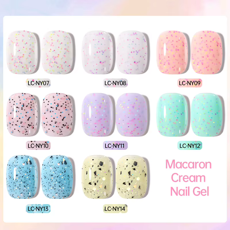 LILYCUTE 7ml Gel Crème Vernis à Ongles Macaron Paillettes Scintillantes Gel Semi-Permanent Nail Art Design Soak Off UV LED Gel Manucure