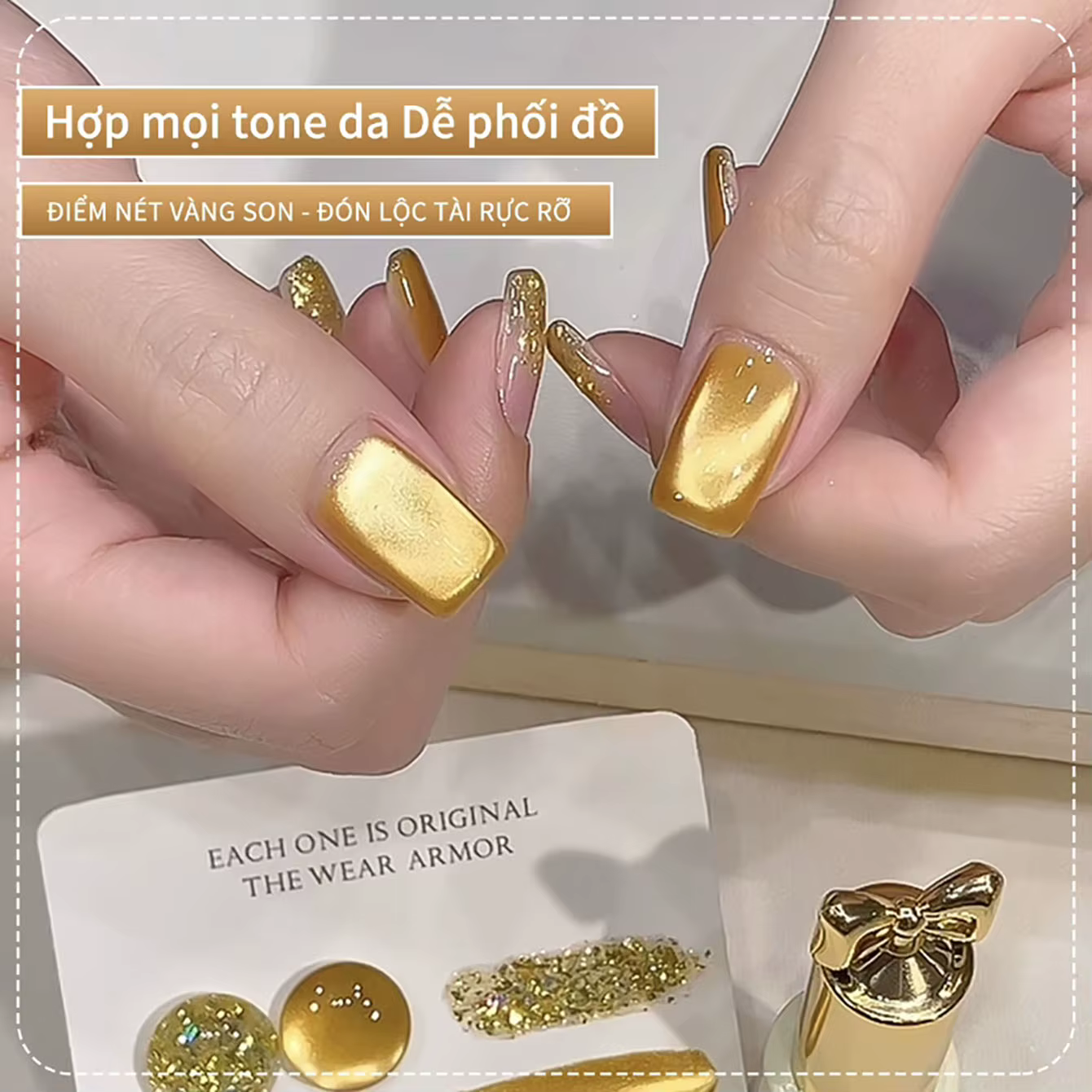 MIANEL 2026 Nouveau Vernis à Ongles Gel Effet Œil de Chat Doré Osmanthus Miel avec Perles de Verre
