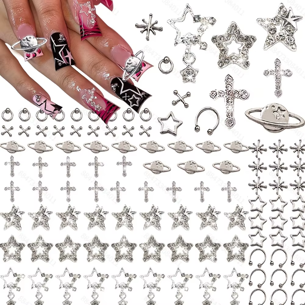 70 pièces breloques pour ongles en forme d'étoile