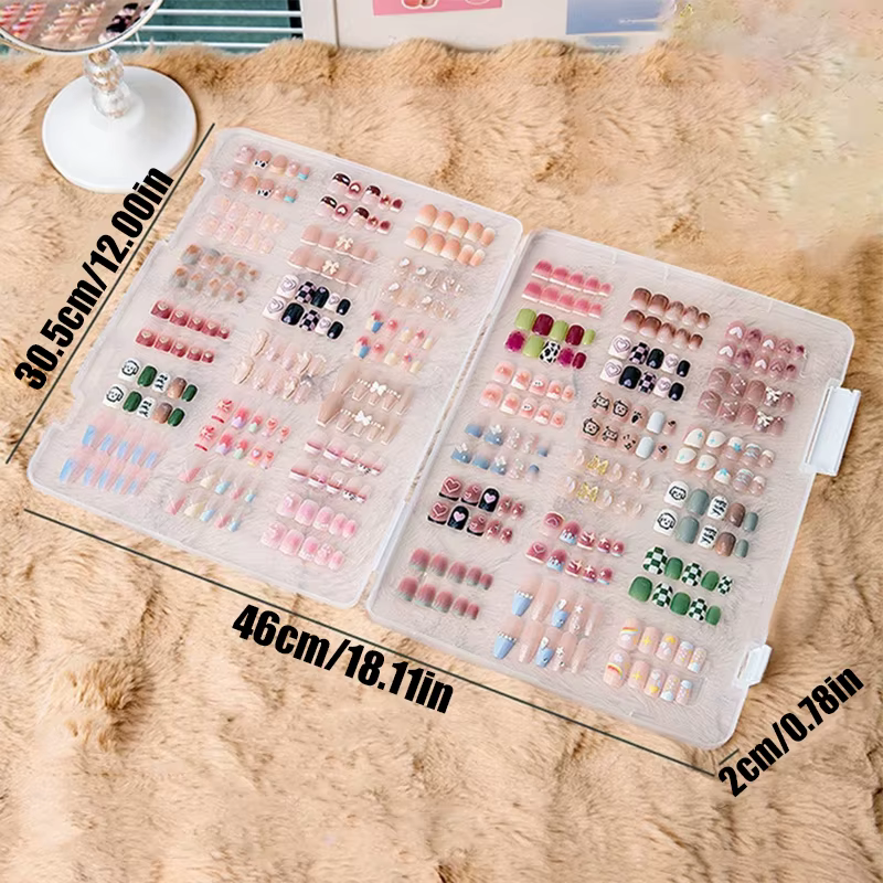 Boîte de rangement transparente pour nail art, boîte de rangement portable pour ongles, avec séparateur, utilisée pour l'affichage des créations de nail art et pour les salons de manucure