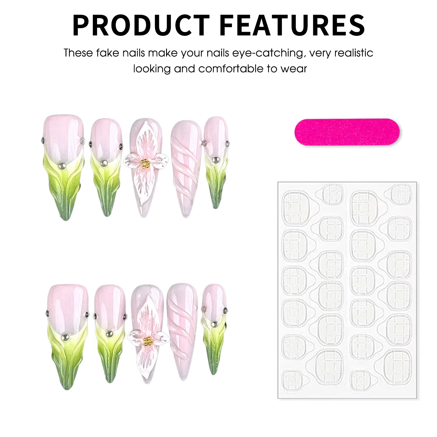 Faux ongles roses avec dégradés