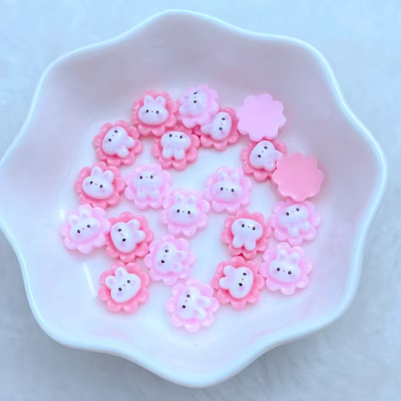 50 pièces/ensemble dessin animé fleur lapin Ontwerpen Nail Art décoration Hars 3d Bedels Nagel Accessoires manucure pour Vrouwen Meisjes