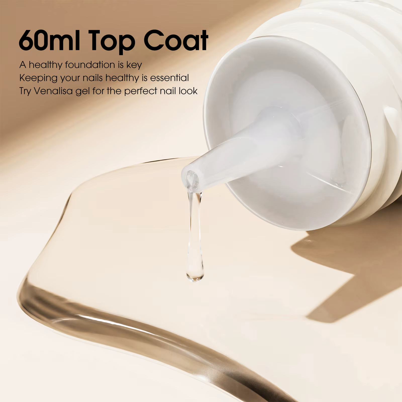 Venalisa 60ml Recharge de Gel de Finition pour Ongles Sans HEMA Sans TPO Sans Résidu Brillant Soak Off UV LED Longue Durée Gel Nail Art Usage Professionnel en Salon