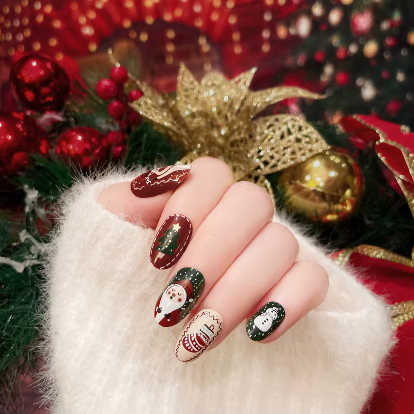 Faux ongles College de dessin animé Père Noël