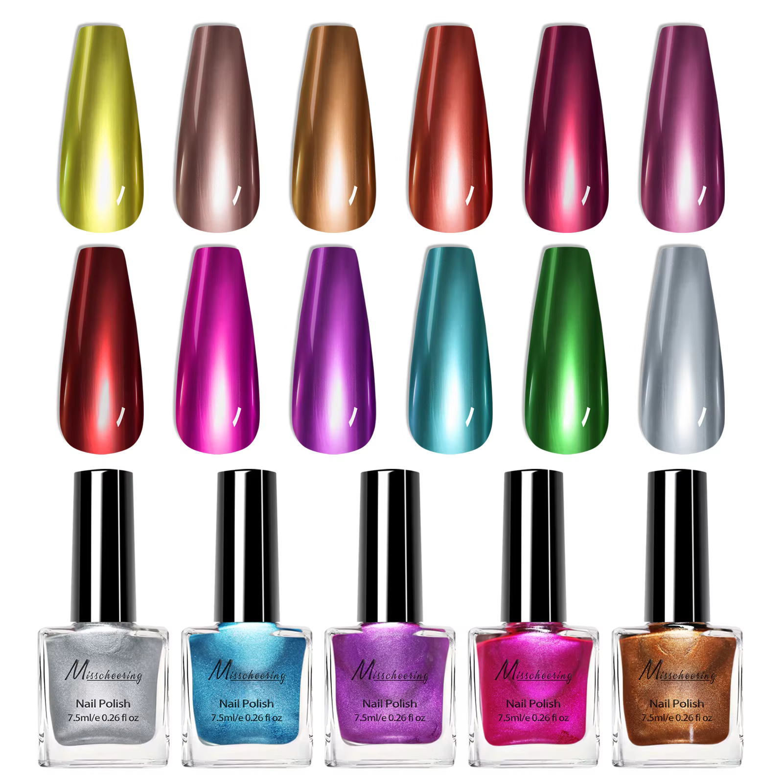 Vernis à ongles effet miroir en métal de couleur