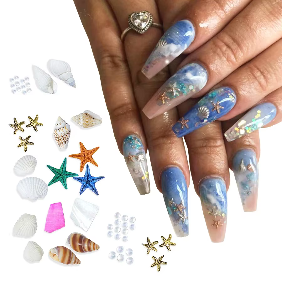 Ensemble de décoration d'ongles 3D sur le thème de l'océan hawaïen