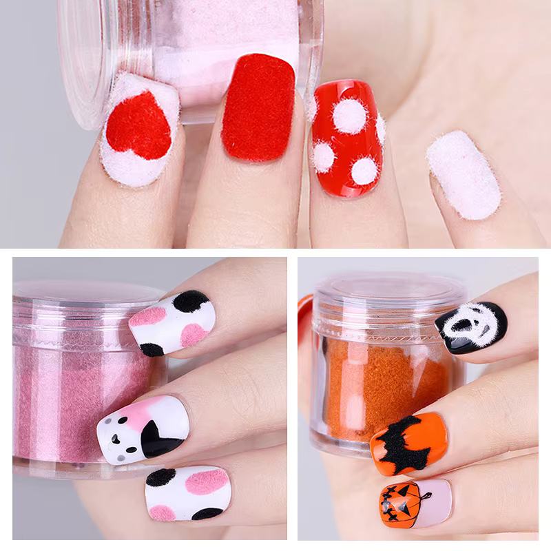 10 couleurs hiver Nail Art accessoires velours paillettes ongles en peluche poudre bricolage