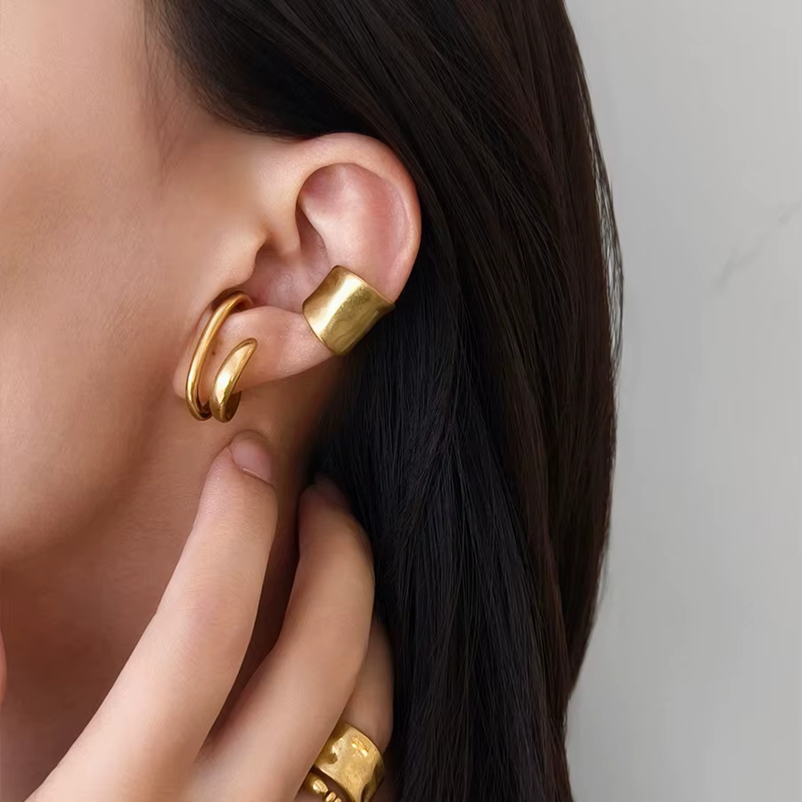 Nouvelles manchettes d'oreille coréennes à double cercle, faux piercings, fausses boucles d'oreilles pour femmes et hommes, style hip-hop, accessoires, cadeau