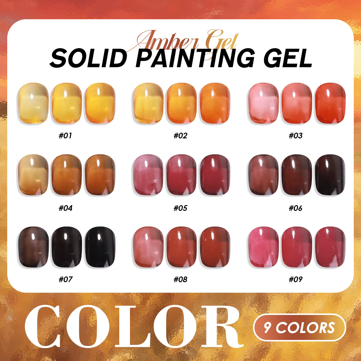 Vernis à ongles gel solide gelée ambre 9 couleurs