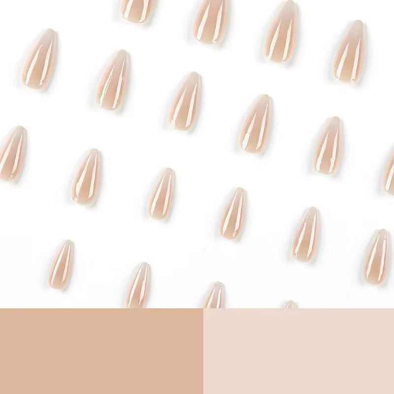 Ongle dégradé minimaliste français long de 24 pièces avec 1 gelée et 1 lime à ongles