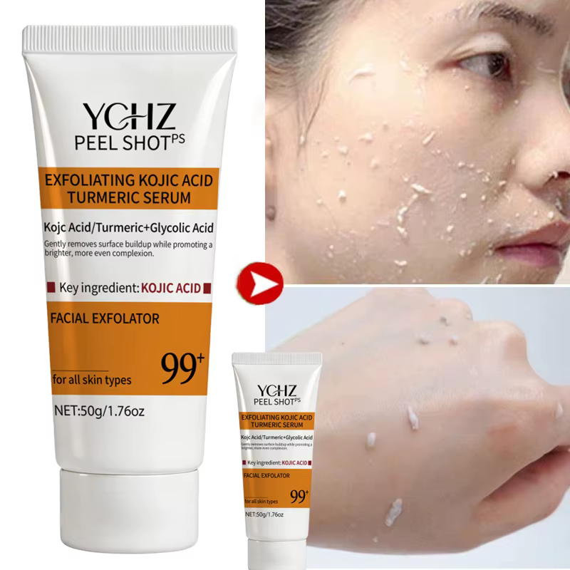 Gel exfoliant à l'acide kojique et au curcuma, adapté au visage et au corps, gommage doux parfumé à l'orange, gel nettoyant pour le corps, élimine les peaux mortes, nettoyant pour la peau - 50 g