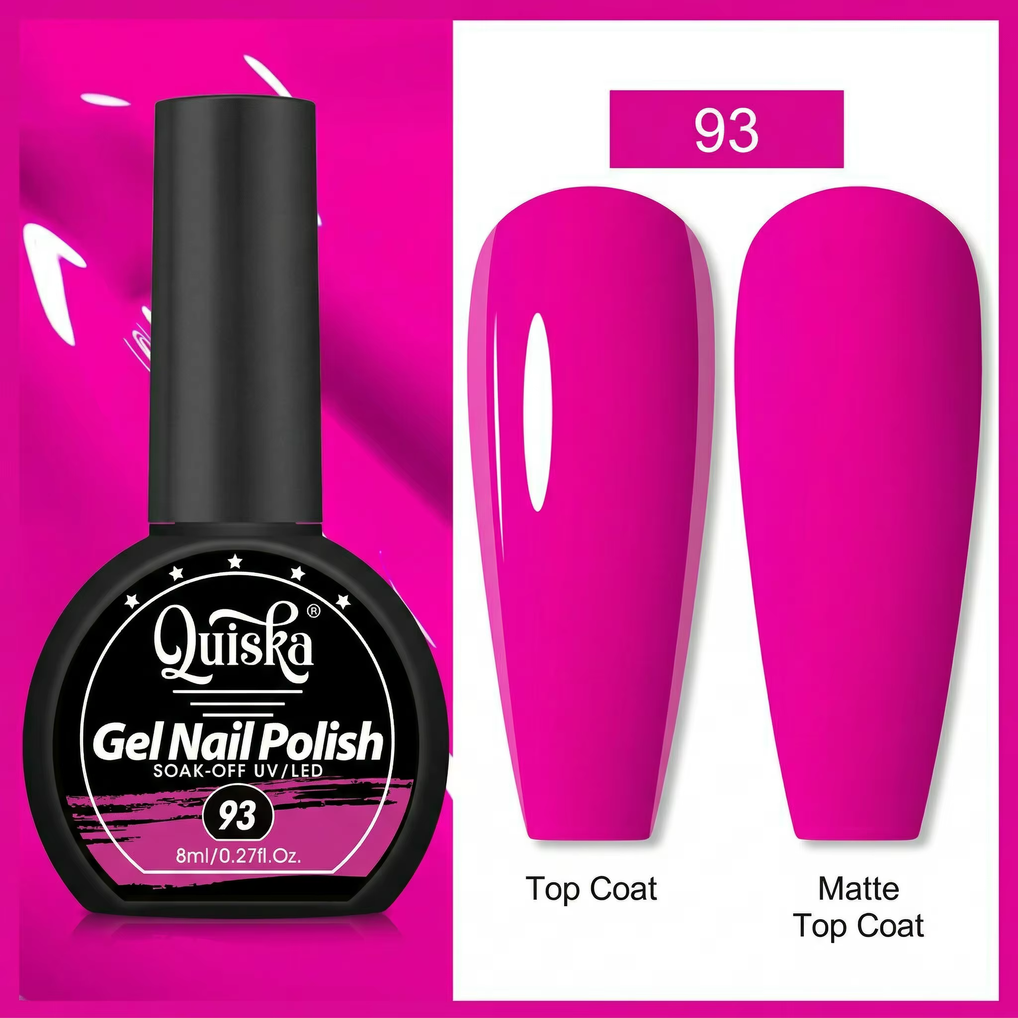 Vernis à ongles fluorescent Quiska 8 ml — Série Néon | Convient à toutes les saisons | Gel durci aux UV | Formule à