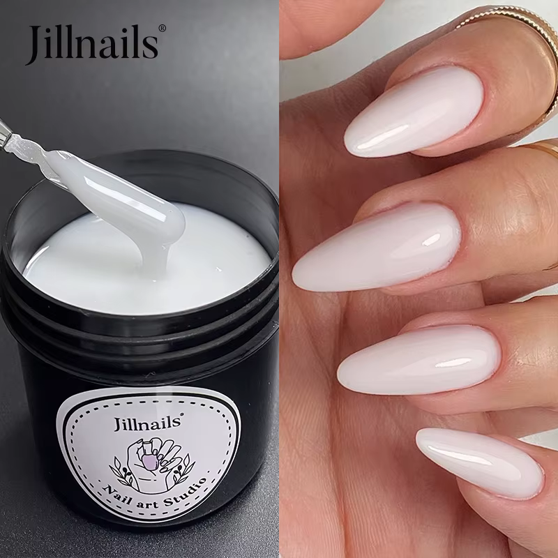 Jillnails 100g Gel à ongles constructeur rose blanc laiteux pour Extension d'ongles Gel moyen naturel 100ml Gel auto-nivelant construction blanche