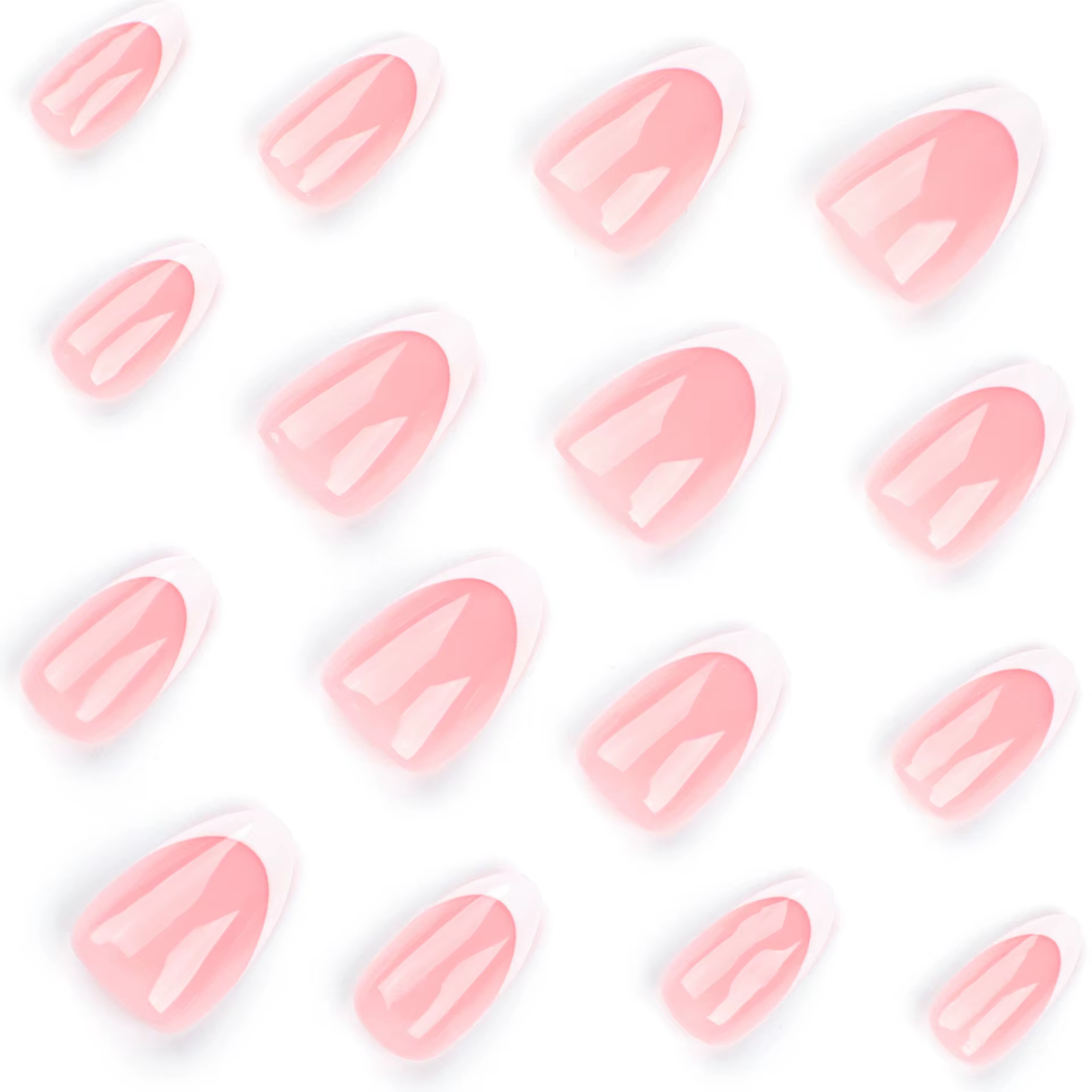 30 faux ongles français courts en amande