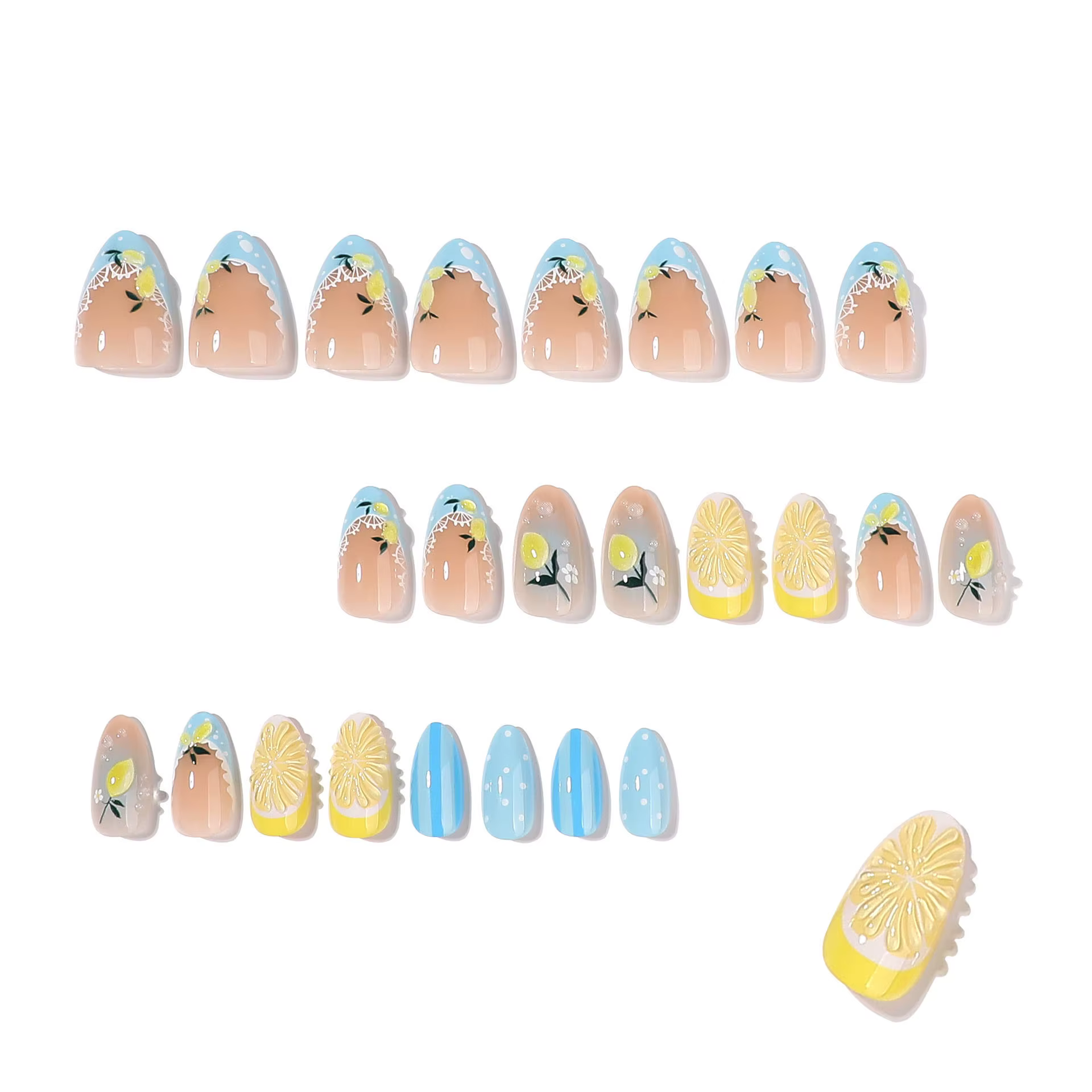 Faux ongles minimalistes 3D au design citron